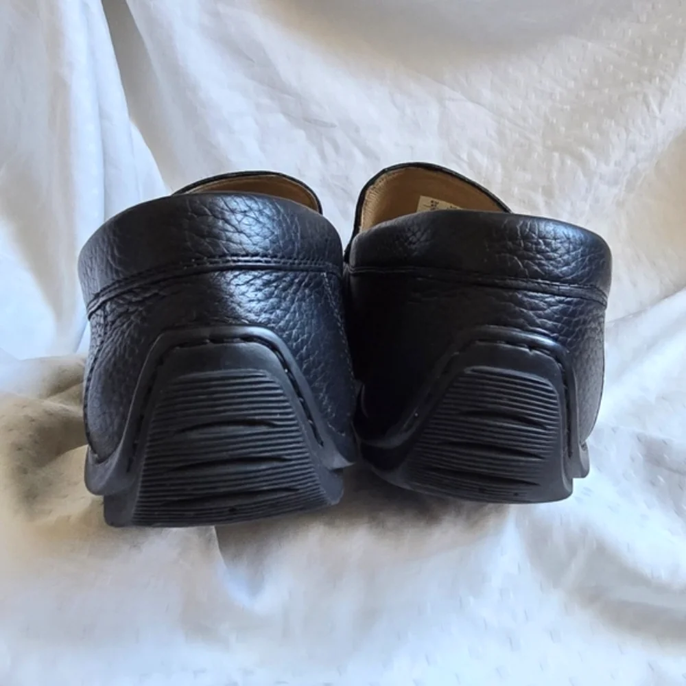 Ecco Sz 43 Mens Black Pebbled Leather Slip-On Comfort Moccasin Moc Driving Shoes
